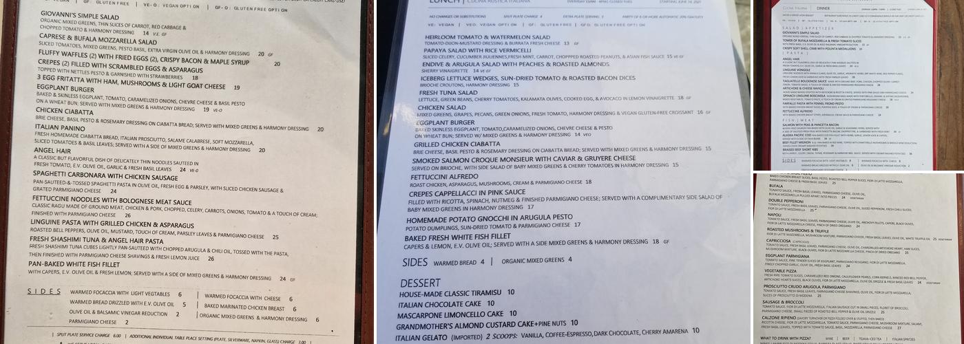 Harmony Cafe at the Pewter Plough Menu