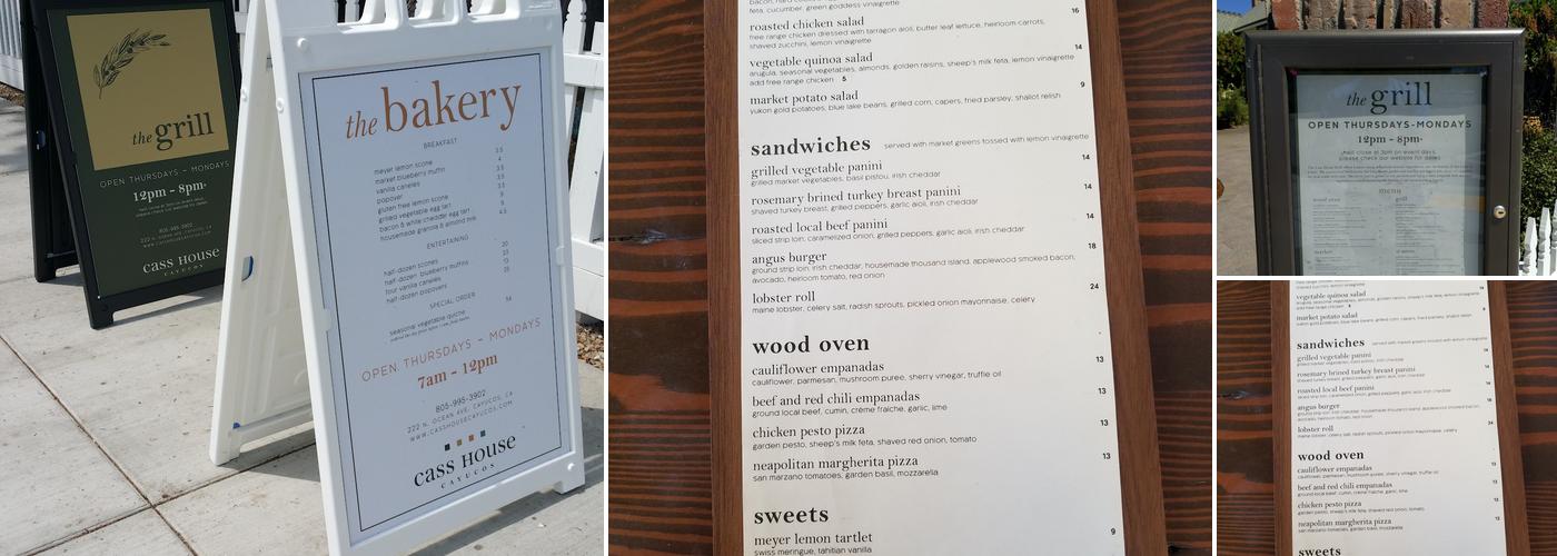 The Cass House Grill Menu