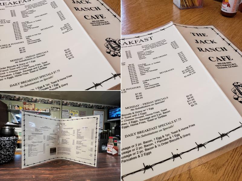 Jack Ranch Cafe Menu