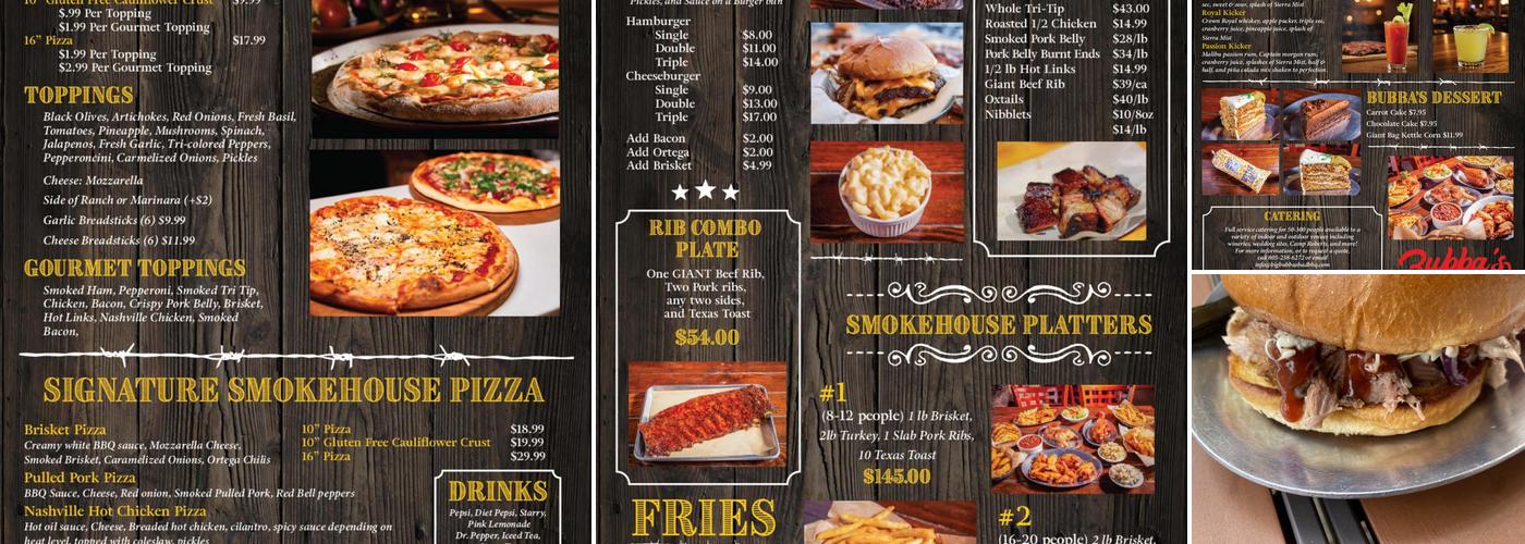 Big Bubba's Bad BBQ Menu