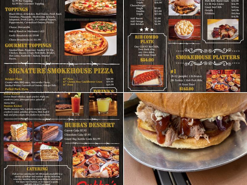 Big Bubba's Bad BBQ Menu