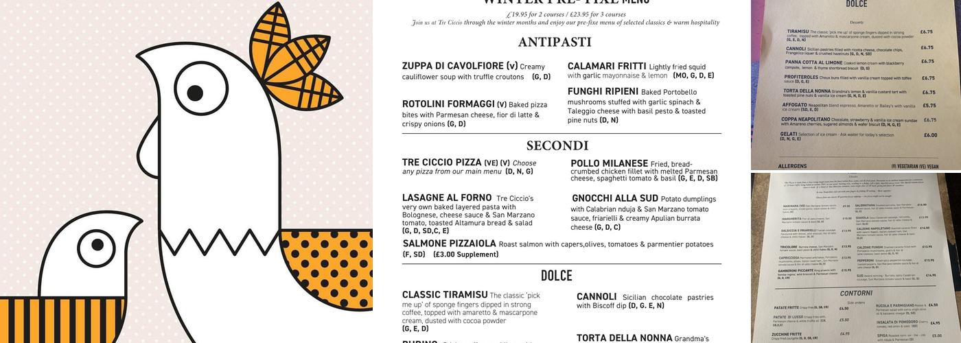 Tre Ciccio Menu