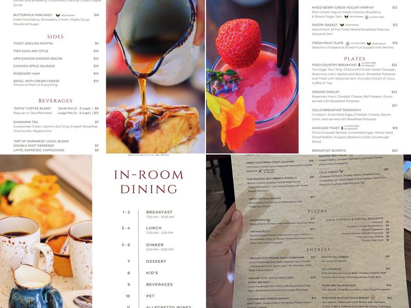 Cello Ristorante & Bar Menu