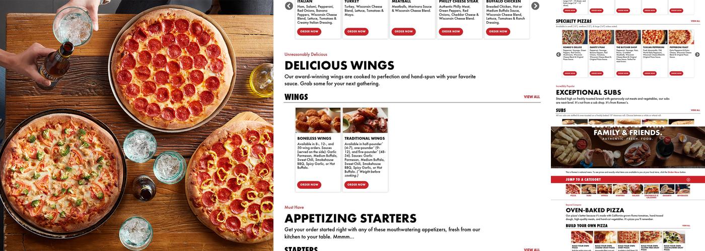 Romeo's Pizza Menu