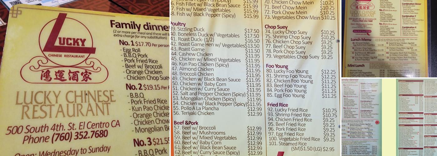 Lucky Chinese Restaurant Menu