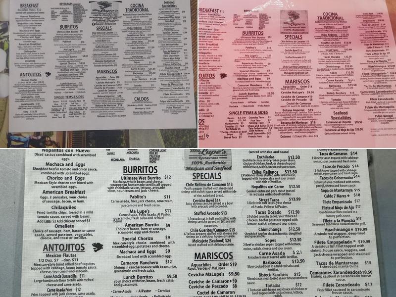 Ma Lupe's Restaurant Menu