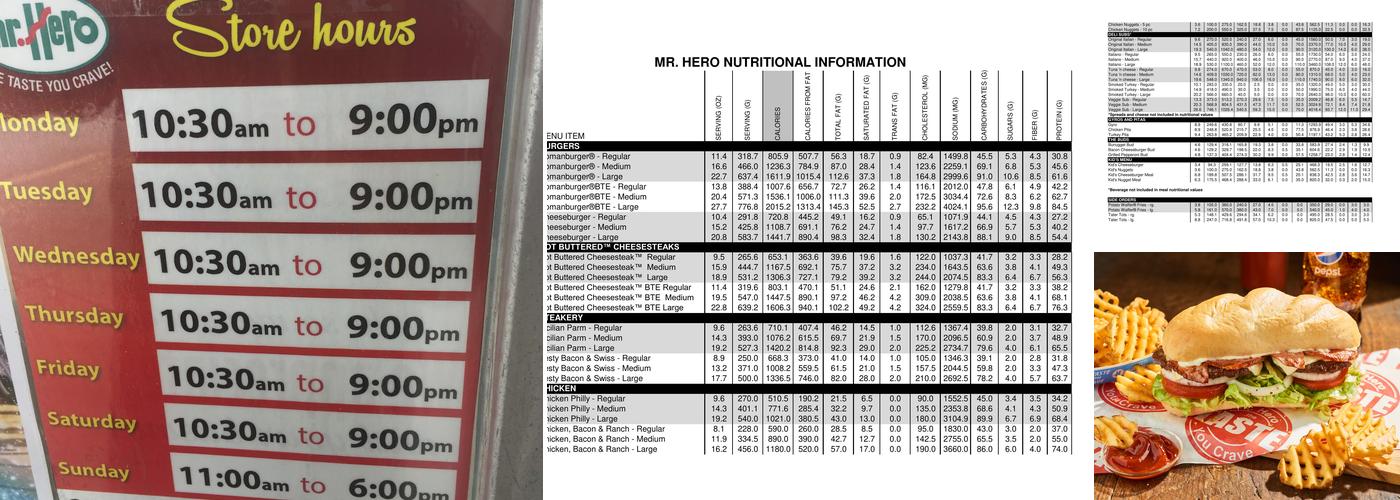 Mr. Hero Menu