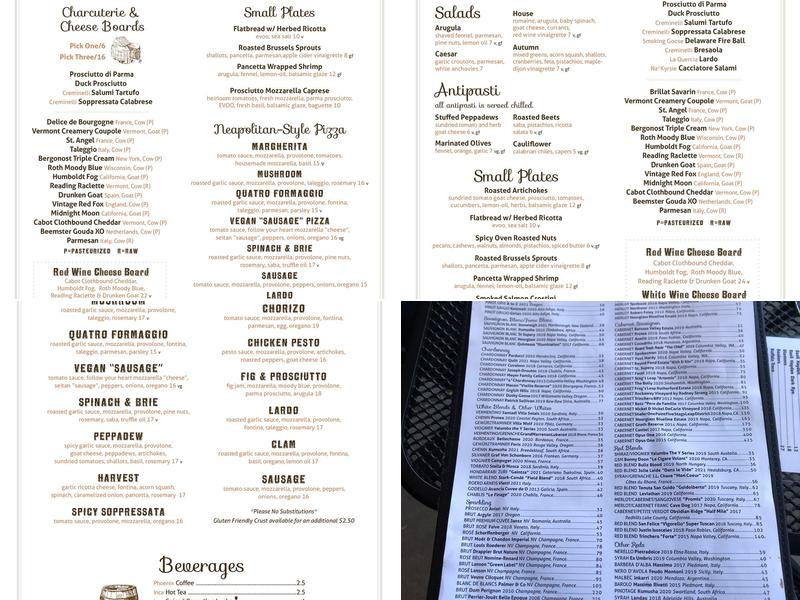 Humble Wine Bar Menu