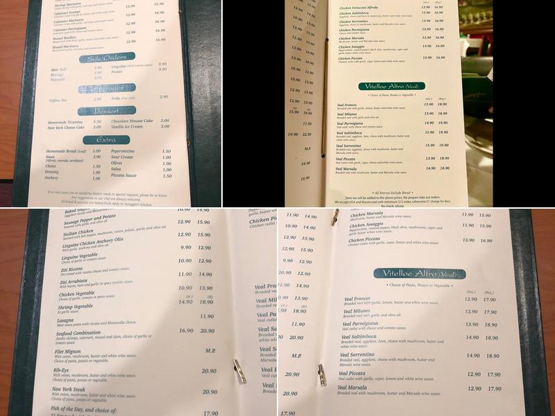 Assaggio Ristorante Italiano Menu