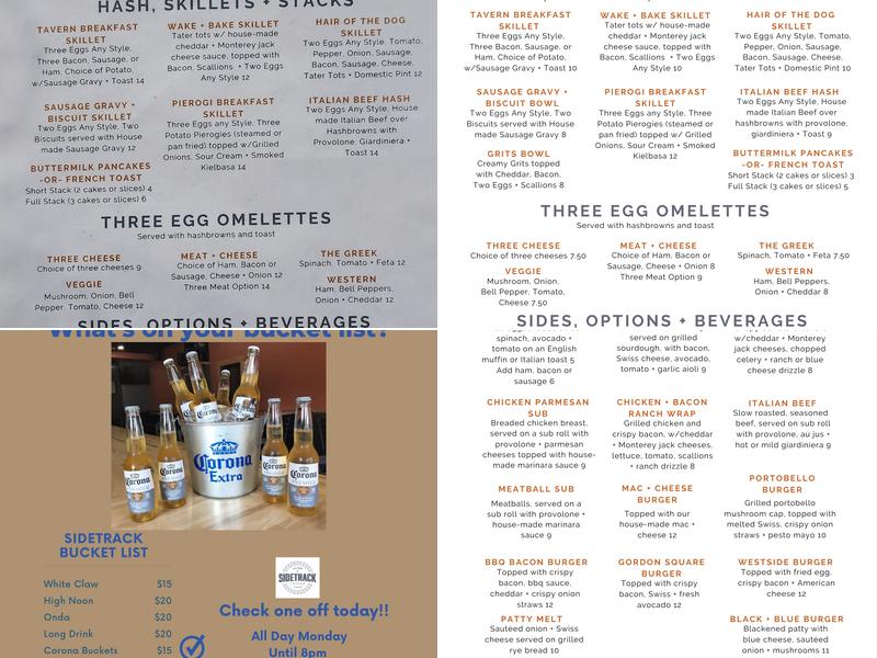 Sidetrack Tavern CLE Menu