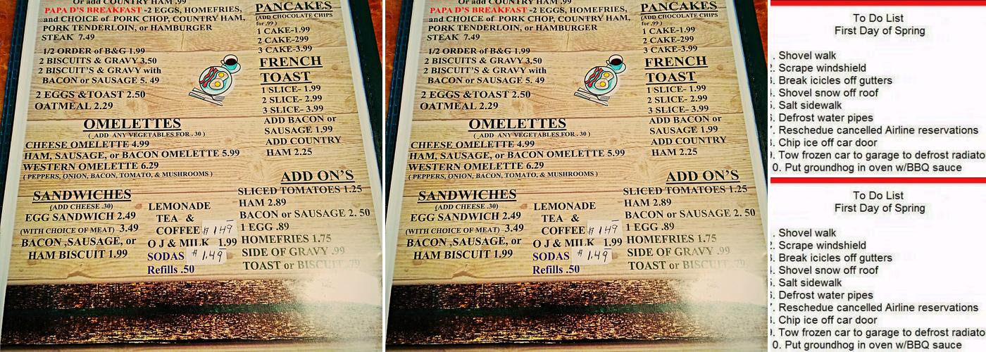 The Place To Be Menu