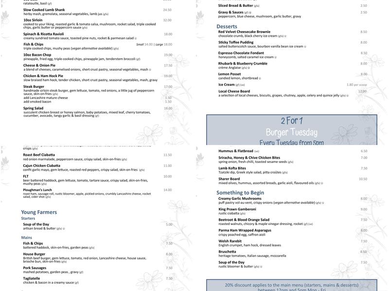 The Bay Horse Menu