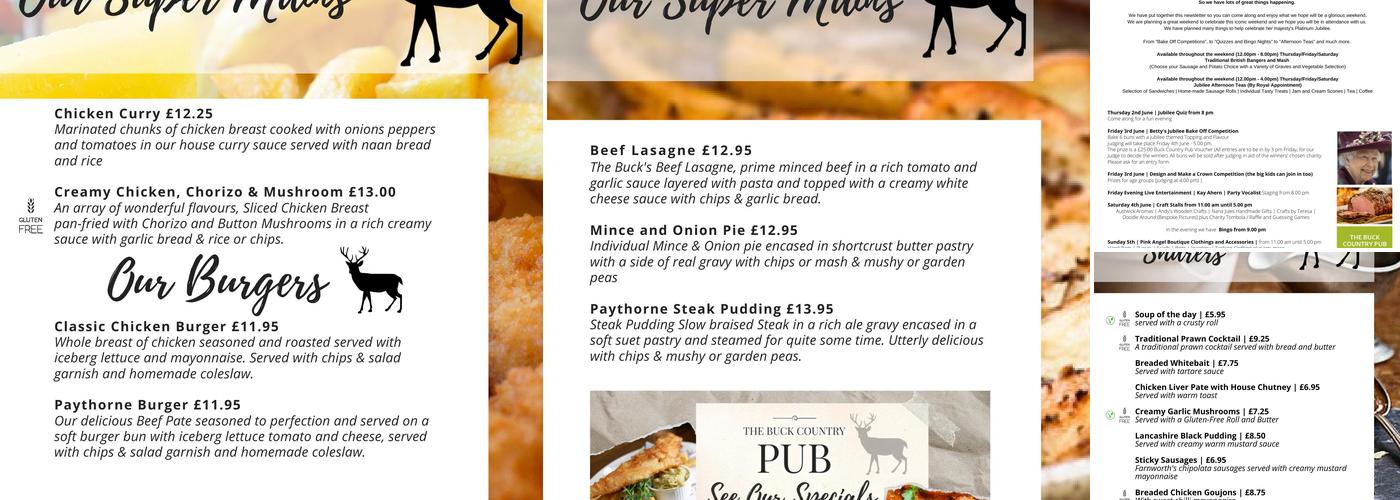 Buck Inn Paythorne Menu