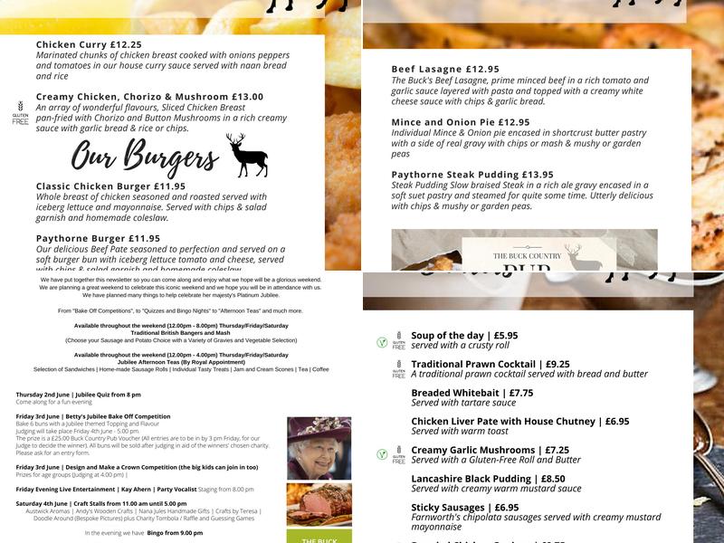 Buck Inn Paythorne Menu