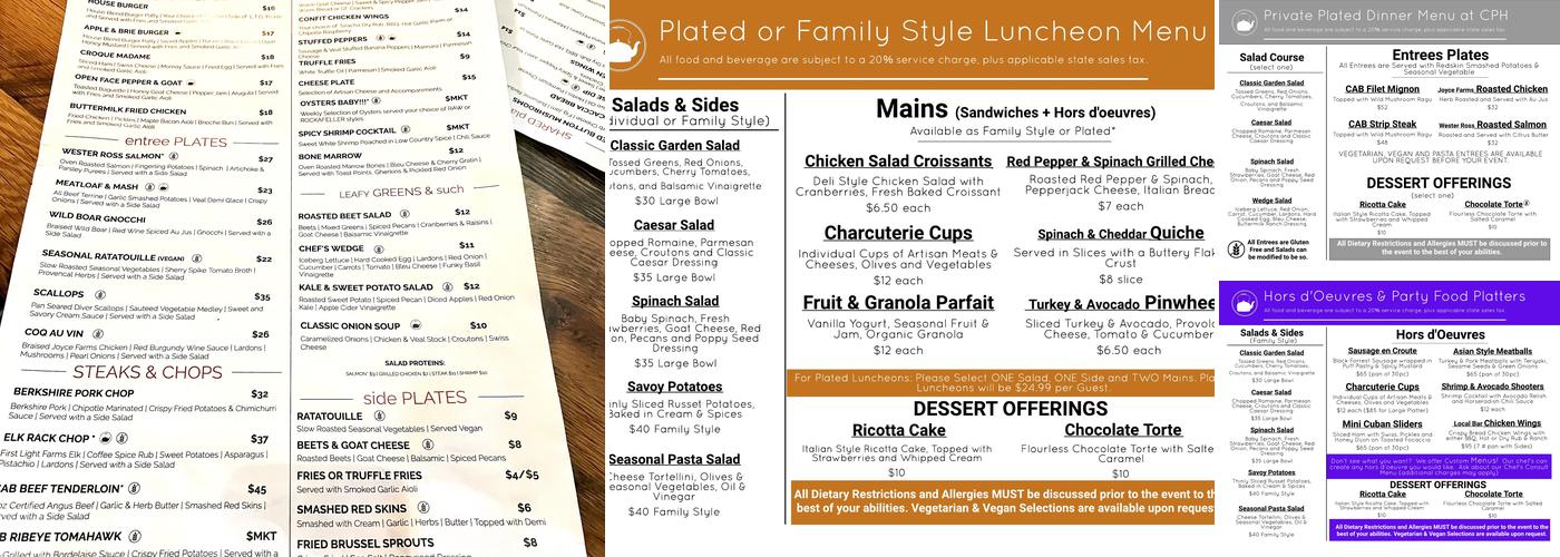 Cole's Public House Menu