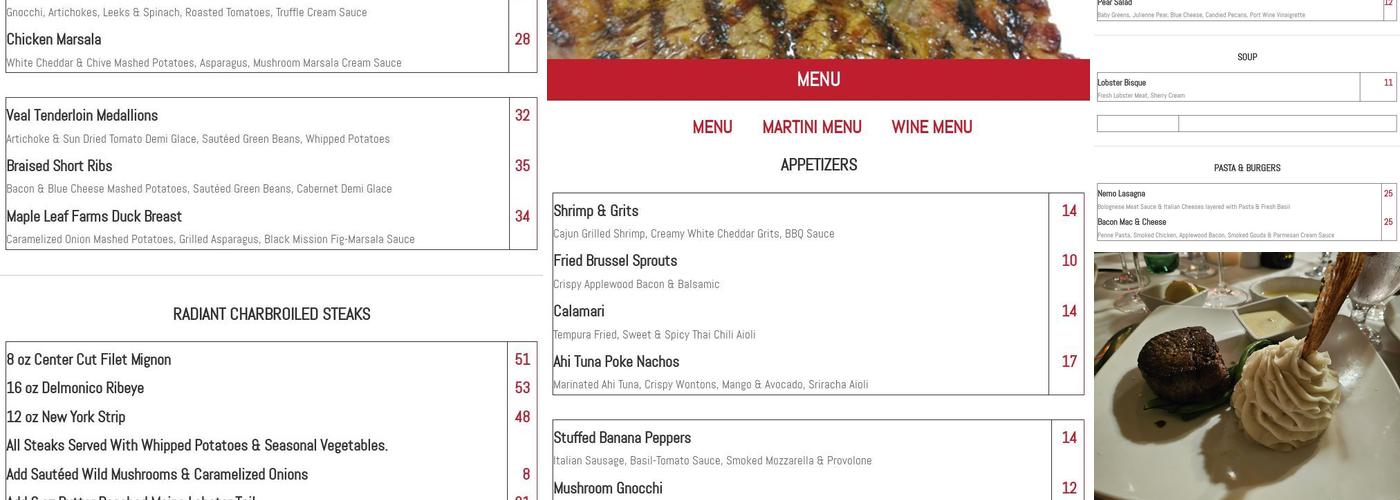 Nemo Grille Menu