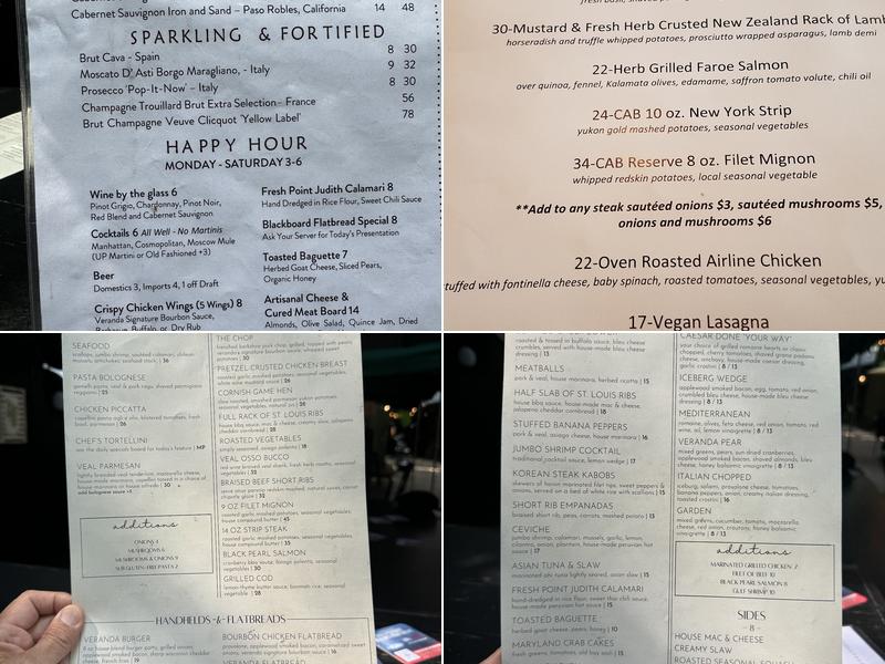 Veranda Bistro & Bar Menu