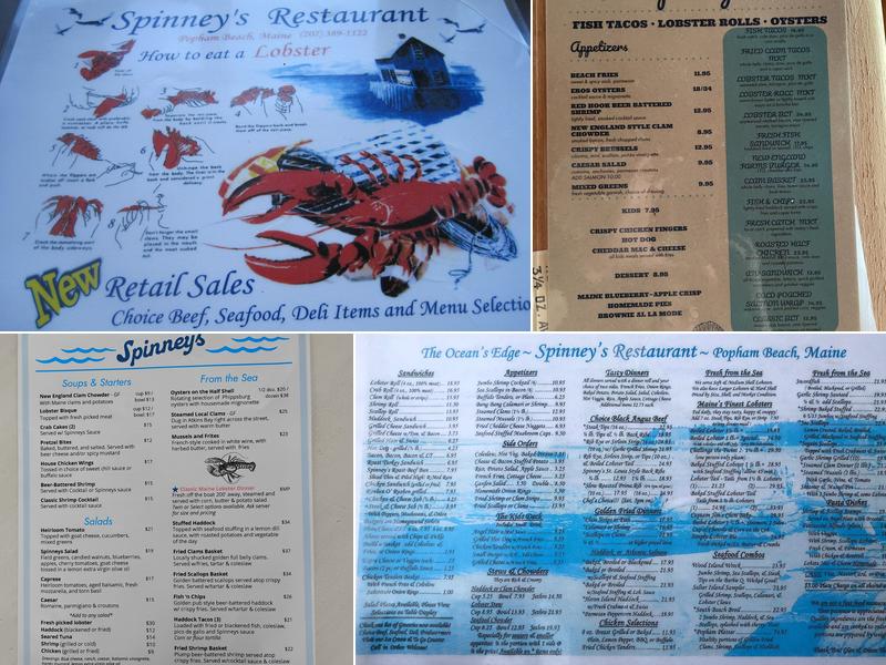 Spinneys Oceanfront Restaurant Menu