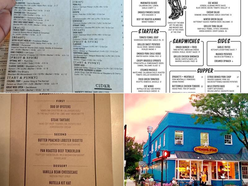 Evening Star Cafe Menu