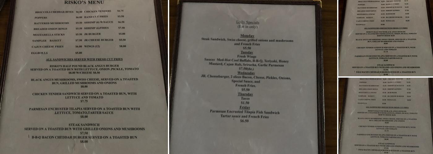 Risko's Menu