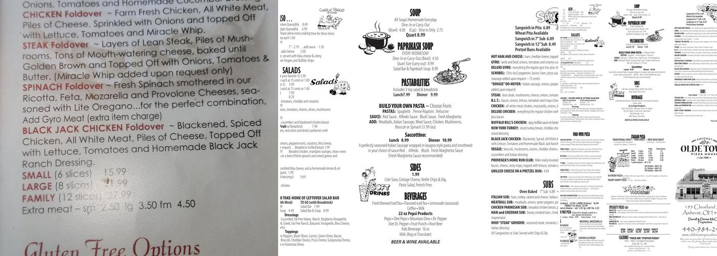 Olde Town Pizza House Menu