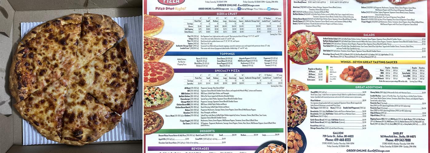 East of Chicago Menu