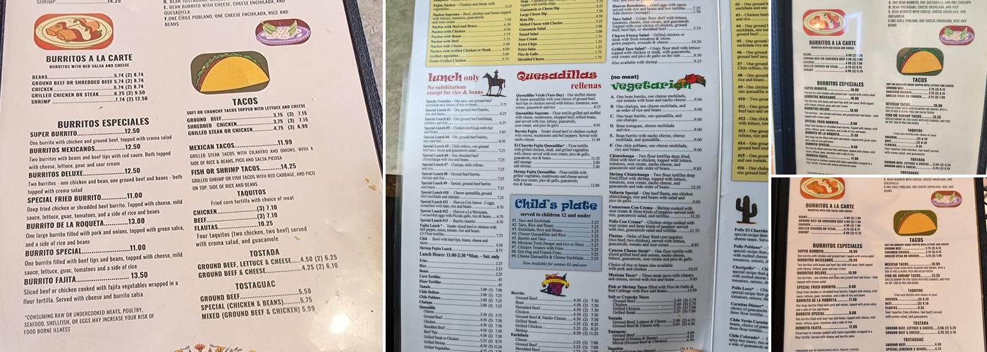 El Charrito Menu
