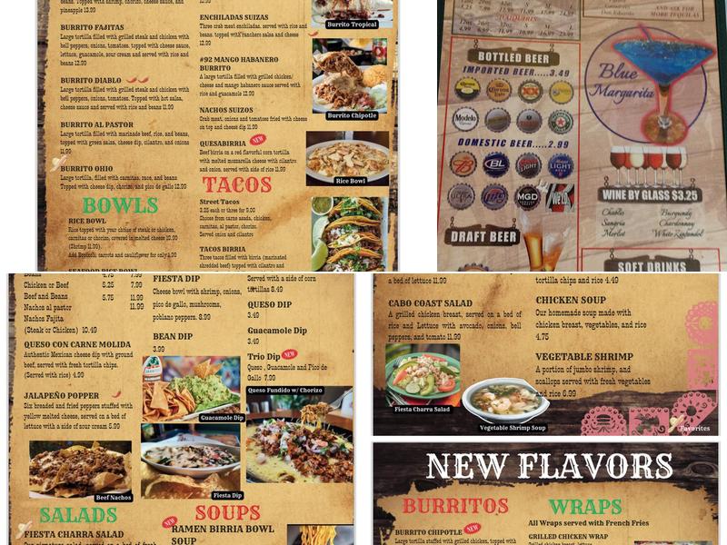 Fiesta Charra Menu