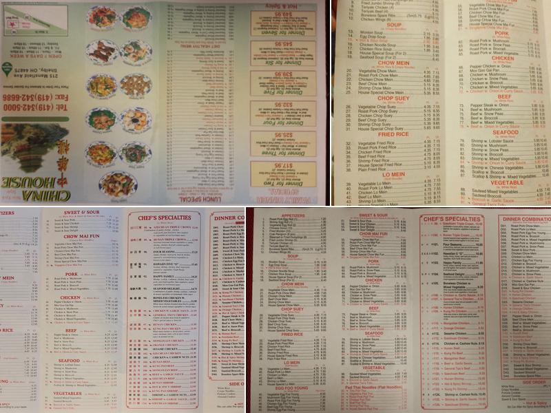 China House Menu