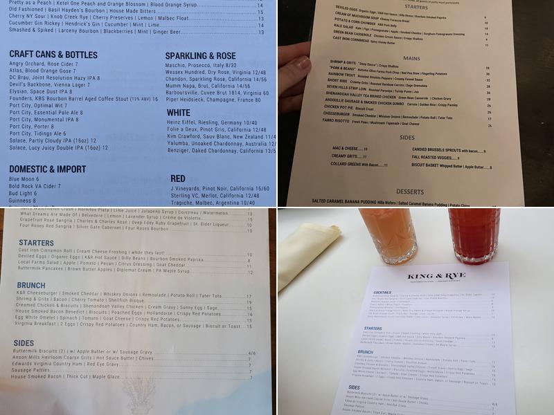 King & Rye Menu