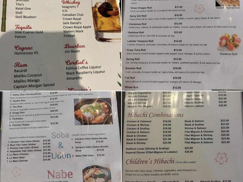 Wokano Japanese Steakhouse Menu