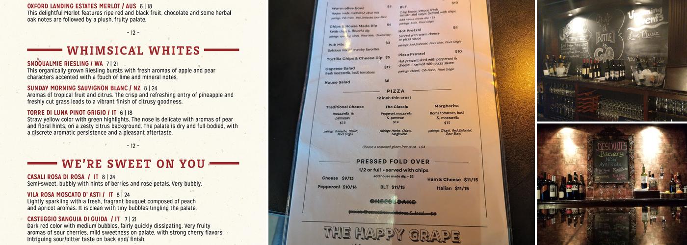 The Happy Grape Bar & Bistro Menu