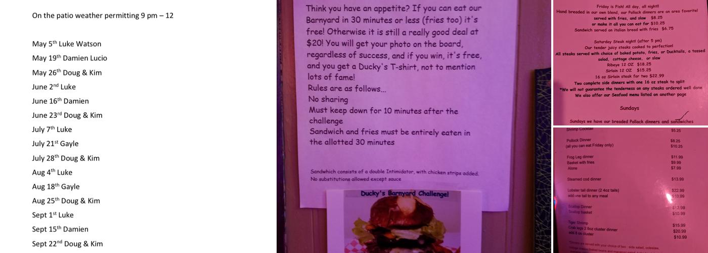 Ducky's Pub & Grill Menu