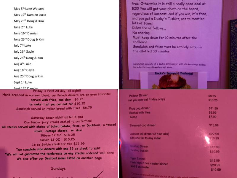 Ducky's Pub & Grill Menu