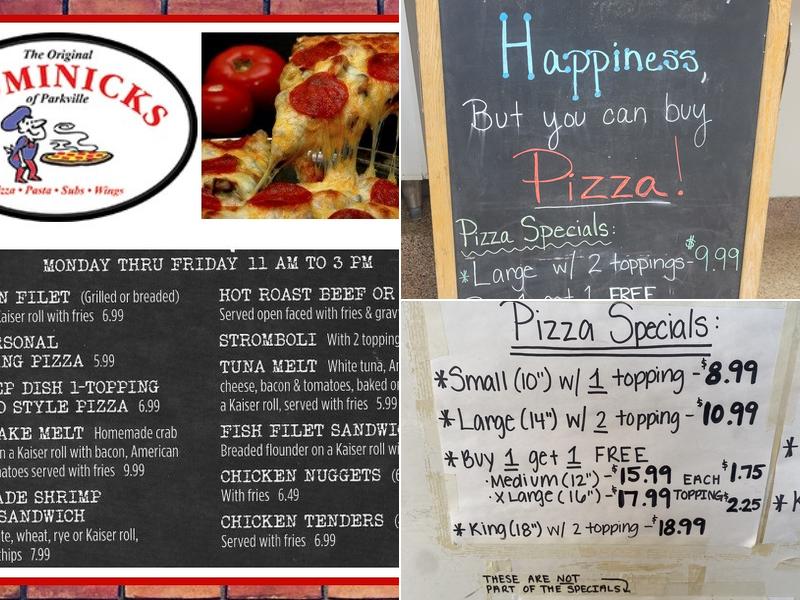 Dominick's Pizza and Carryout Menu