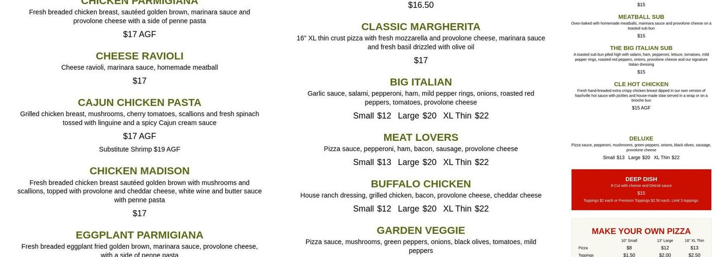 Longo's Pizza Menu