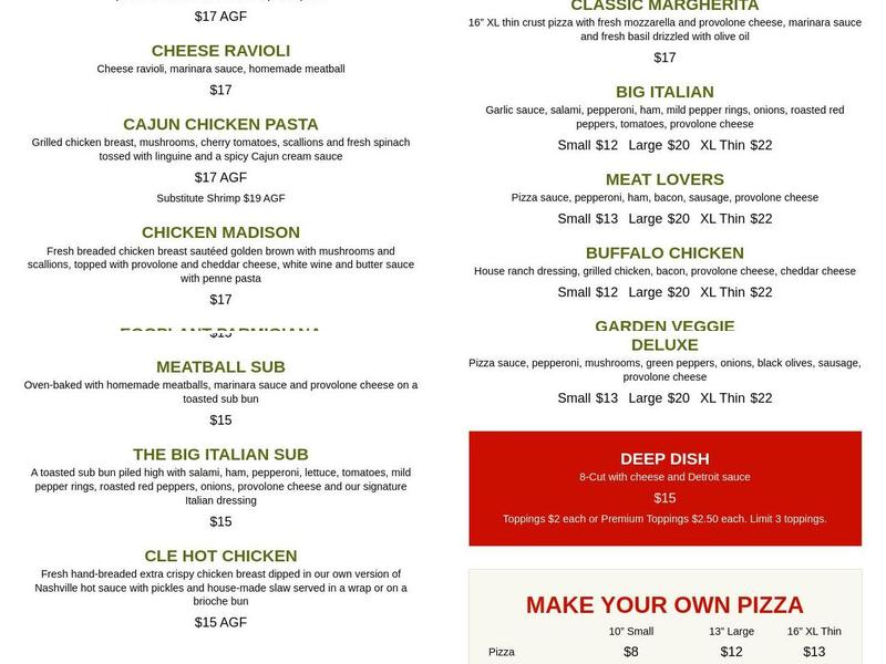Longo's Pizza Menu