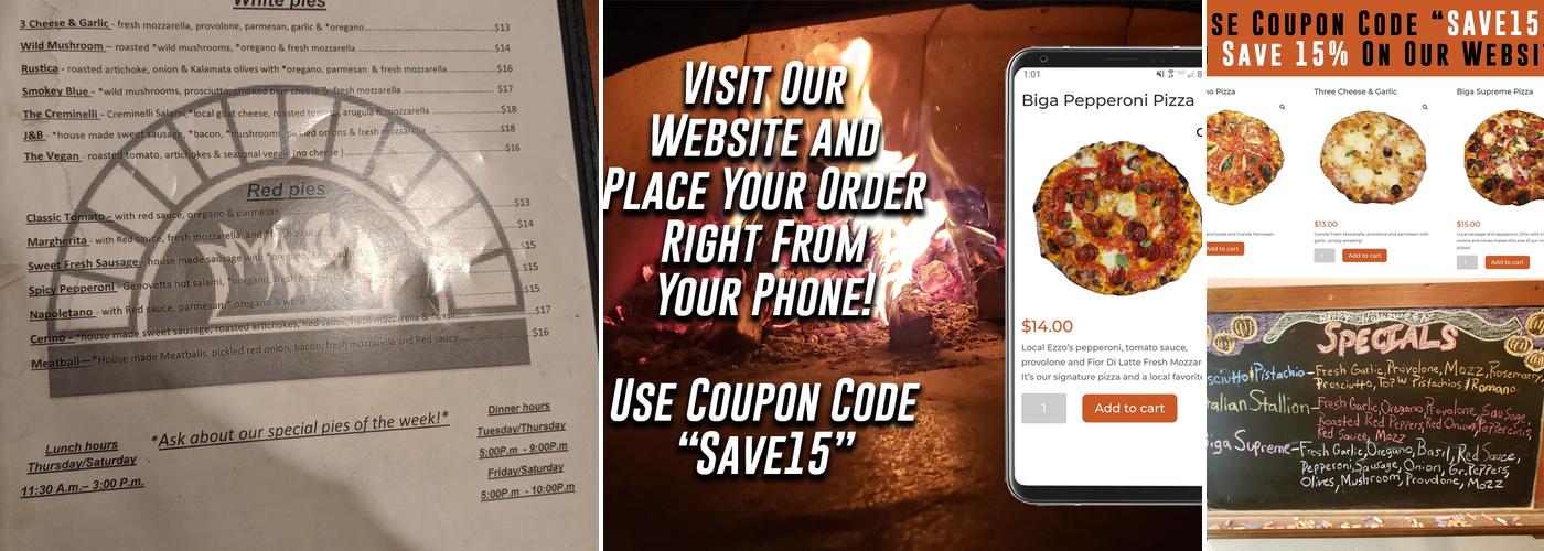 Biga Wood Fired Pizzeria Menu