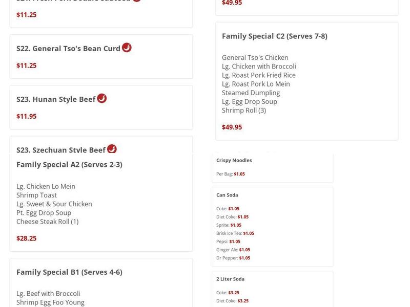 Man Hing Chinese Menu