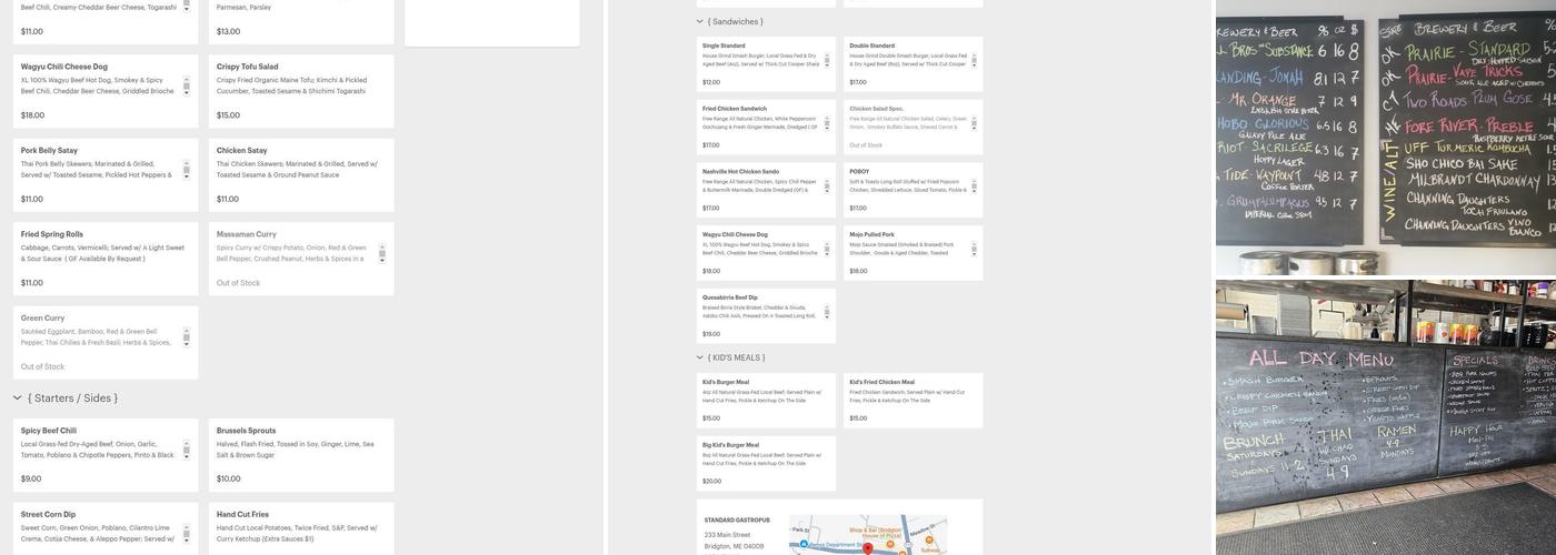 STANDARD GASTROPUB Menu