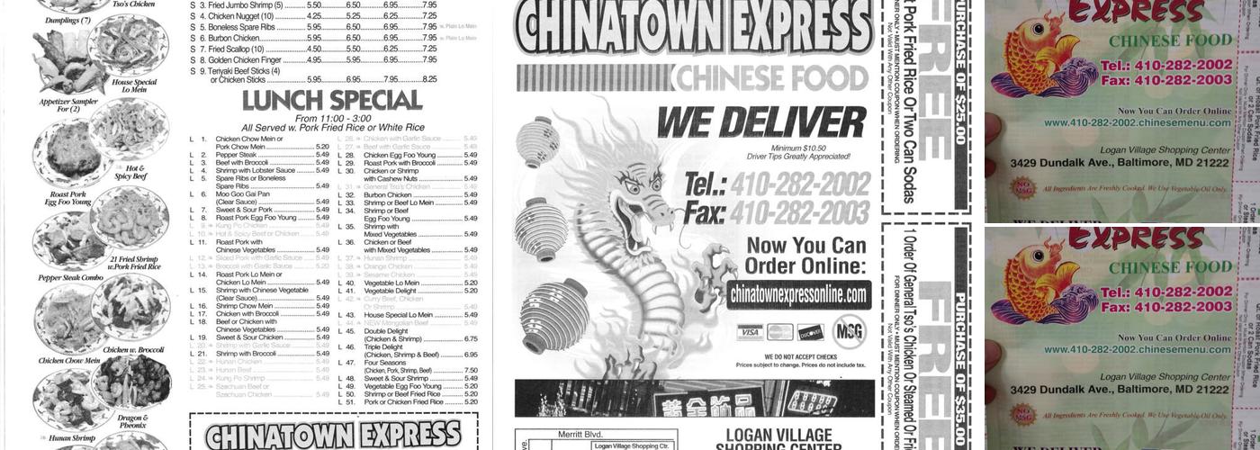 Chinatown Express Menu