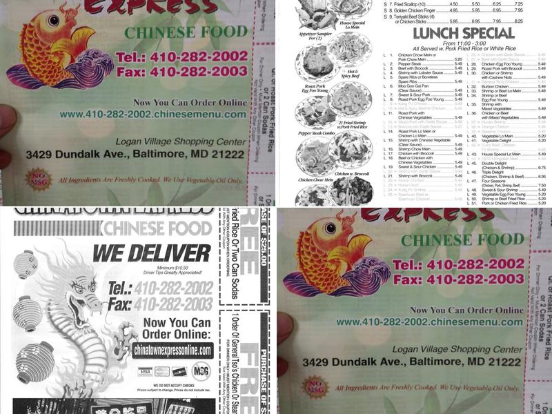 Chinatown Express Menu