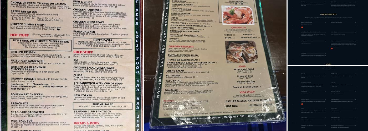 Grumpy's Bar and Grille Menu