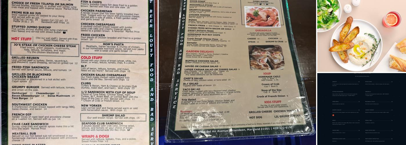 Grumpy's Bar and Grille Menu
