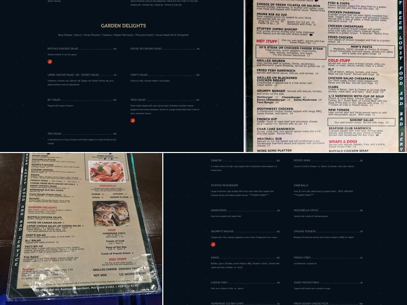 Grumpy's Bar and Grille Menu