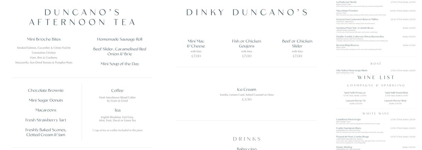 Duncano's Menu