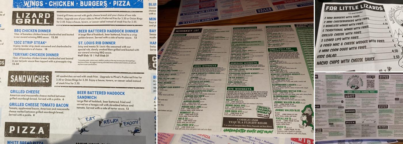 Winking Lizard Mentor Menu