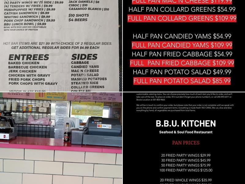 B.B.U. Shared Kitchen Menu