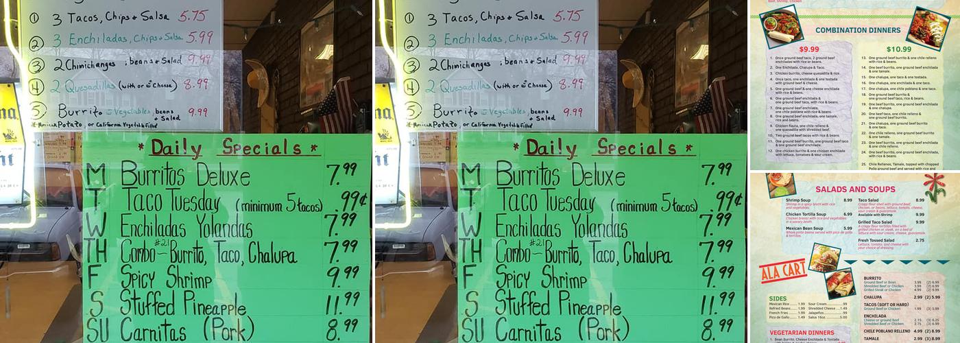 La Mesa Menu
