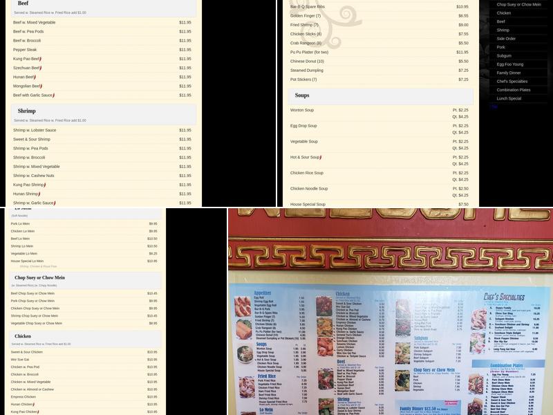 Yun Tung Chinese Restaurant Menu